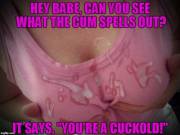The writings on the tits [cuckold, cumshot]