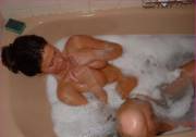 Busty Brunette Bubble Bath