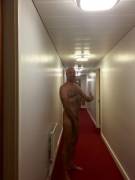 Naked in the hallway