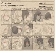 Ecchi Time Facial Expression Chart [UTAGE_Hebi] (from /r/pharmercy)
