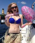 Birthday girl on a boat