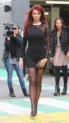 Amy Childs in sheer black pantyhose