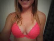 New sexy pink bra calls for a smile, right?