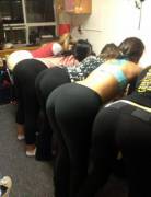 Round asses in yoga pants