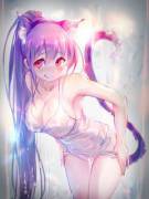 Gorgeous catgirl getting ready for her bath