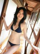 Naughty asian model Ako Masuki in black lingerie