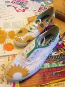 Obsessed with sunflowers so I'm working on my shoes! 
