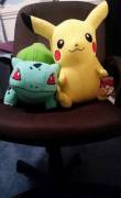 Daddy won a Bulbasaur AND a Pikachu for me at an amusement park today, so I'm feeling pretty lucky! :)