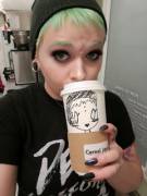 I work at a coffe place and when im bored i draw on the cups :3