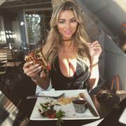 That sandwich does not come close in epic-ness to that cleavage (Lindsey Pelas)