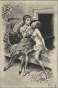 The Kissing Lesson from "Les Confidences de Chérubin" illustrated by Chéri Hérouard (1939)