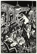Stag Night - Woodblock Print from "Die Stadt" illustrated by Frans Masereel (1925)