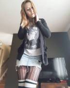 Looking super cute in tights and knee highs