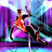 Catwoman poledancing (KrashZone)