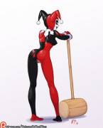 Harley Quinn figured why bother with the skin tight bodysuit when body paint will do just as well? (NoiseTanker)