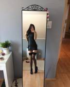 Leather Dress with Thigh Highs