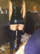 Leather dress and boots