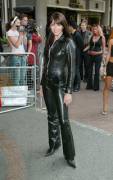 Suzi Perry in leather catsuit