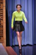Kristen Stewart in a leather miniskirt