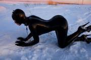 Catwoman Frolicking in the Snow [x-post /r/SnowBondage]