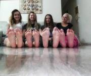 Greek girls compare their soles