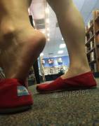 Foot tease while in the CD shop 