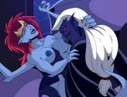 Demona and Thailog in the throes of passion (dtaina) [Gargoyles]