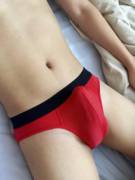 Ready for Monday in my little red jock briefs :)