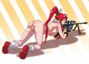 Yoko finds that too much clothing puts off her aim while sniping (nopeavi) [Gurren Lagann]