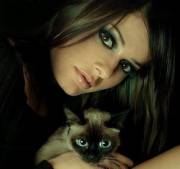 Pretty girl with her cute cat