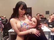 Hitomi being appreciated by Angela White