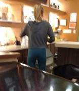 Blurry but nice ass on girl getting my coffee