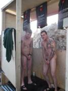 When Two Men Decide To Have A Camp Shower Together....