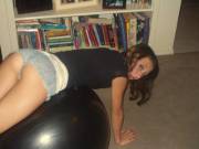 over the exercise ball