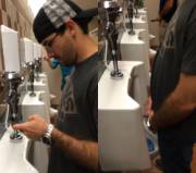 Another distracted urinal guy