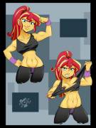 Sunset Shimmer is ready to rumble (artist: ponutjoe)