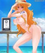 Nami naked on the deck