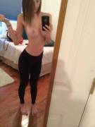 Great tits selfie in yoga pants