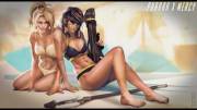 Pharah and Mercy (by 4kh4)