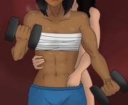 'Keep going babe...' aka Asami is rather distracting (abdomental)