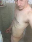 Playing with (m)y hard cock in a steamy shower