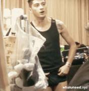 Zayn Malik of One Direction bugles in underwear