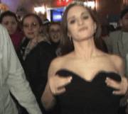 Flashing in a crowd of happy people [gif]