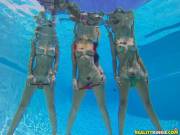 Three (3) girls flashing underwater (via /r/Wet)