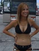 Flashing in front of the parked bus [gif]