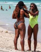 Serena Williams phat booty on the beach with her friend