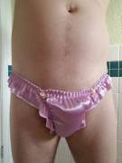 My frilly silky violet thong