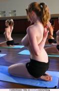 Topless yoga class