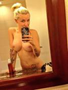 Tattoo Chick Blonde Mirror Pic