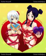 Yukino and Minerva giving you valentines chocolate